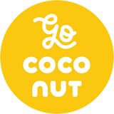 Go Coconut play couch and kids furniture yellow and white logo Logo jaune et blanc du canapé de jeu et meubles pour enfants Go Coconut