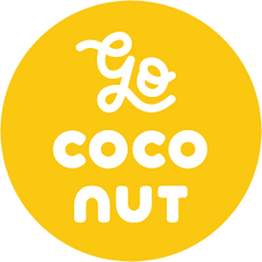 Go Coconut play couch and kids furniture yellow and white logo Logo jaune et blanc du canapé de jeu et meubles pour enfants Go Coconut