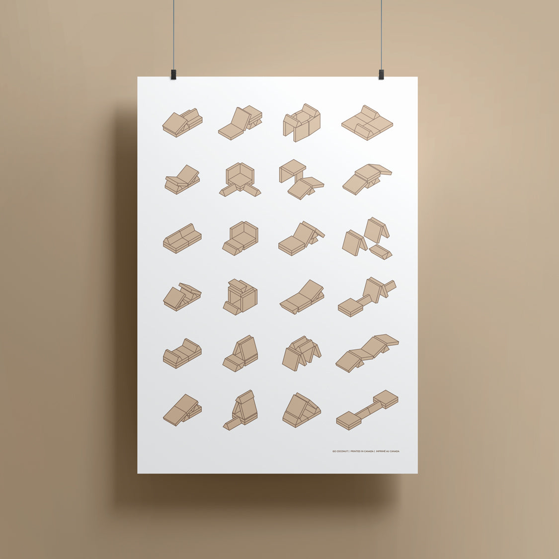 poster hanging showing play couch builds in cream color